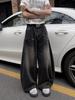 Men's American Retro Washed Black Wide-Leg Scimitar Jeans