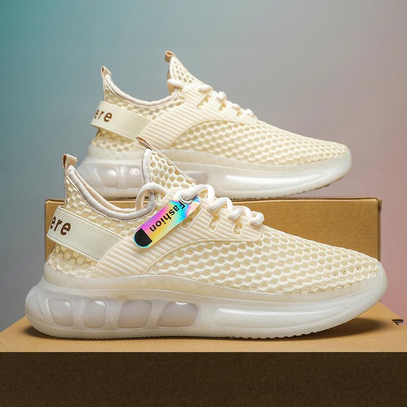 

Fashion PARZIVAL 2024 Trend Men s Casual Shoes Sneaker Summer Outdoor Breathable Mesh Sports Running Men Sneakers Beach Tennis Shoes 44 бежевий
