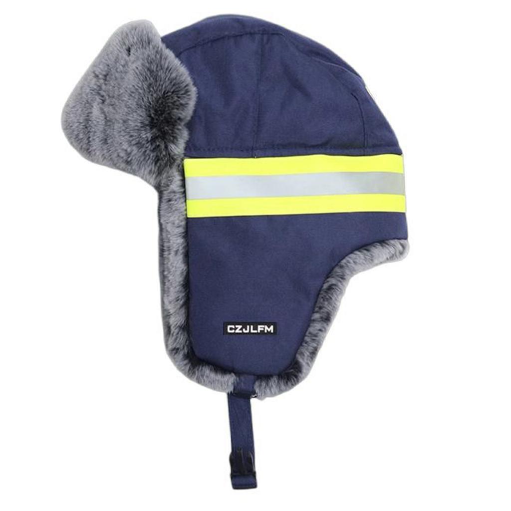 Chapeau Trappeur d'Hiver Réfléchissant pour Cyclisme Haute Visibilité Chaud Thermique Oreillettes Fourrées Bonnets avec Lunettes Détachables