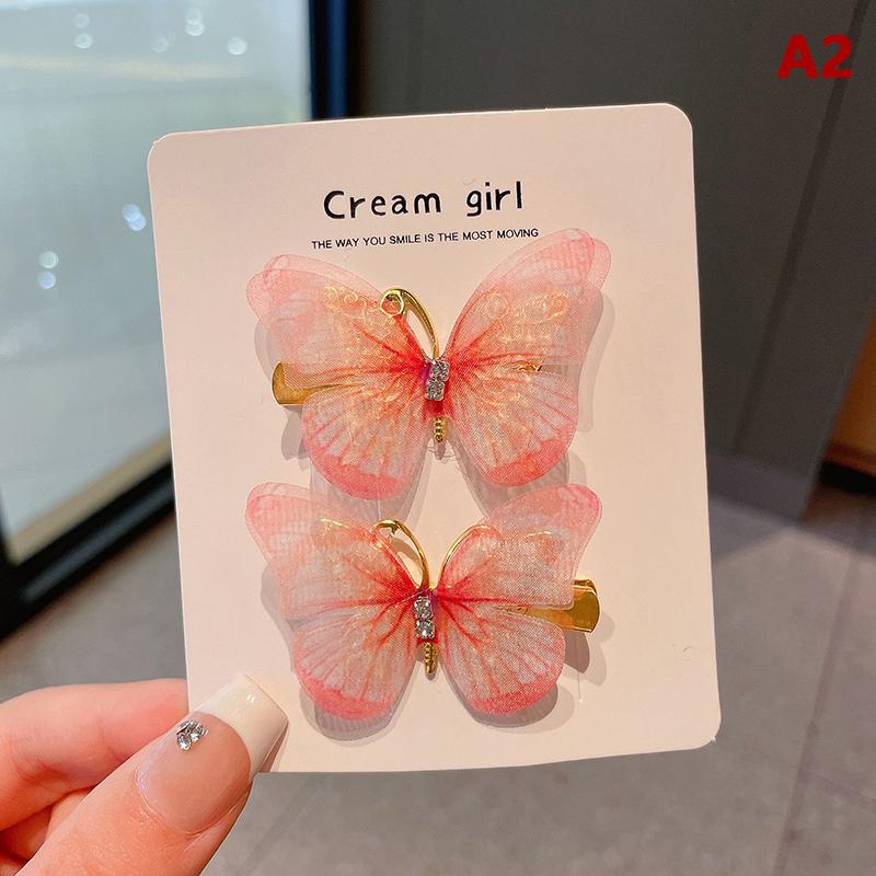 1Pair Fashion Temperament Butterfly Baby Girls Hairpins Cute All-Match Bangs Hair Clips Kids Headwear Children Hair Accessories