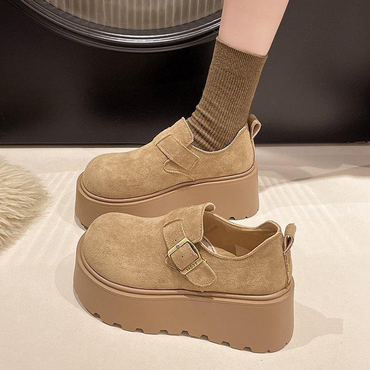 

женские весенне-осенние новые туфли на толстой подошве, универсальные повседневные одинарные туфли, увеличивающие рост 39