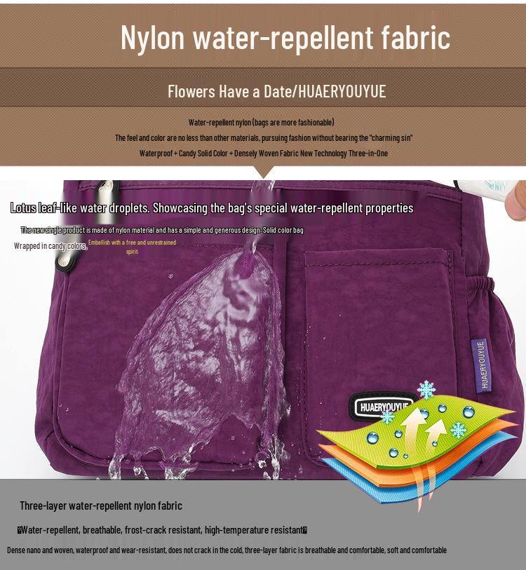 Stylish Water-Repellent Nylon Canvas Crossbody Bag for Women