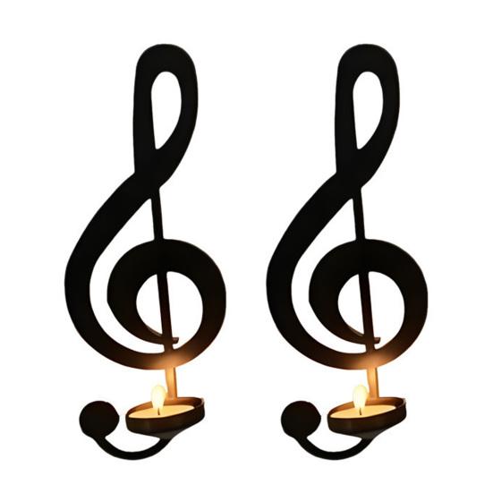 Black Music Note Candle Holder Vintage Wall Mount Tealight Holder Musical Symbol Wall Decor for Living Room Dining Hallway