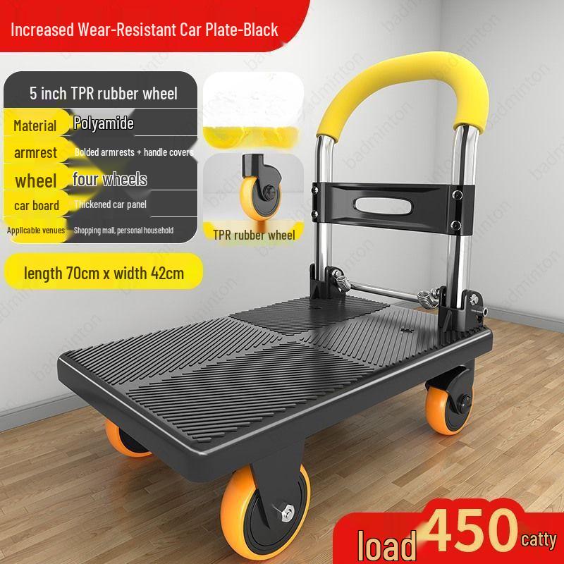 Compact Folding Four-Wheel Cart for Silent Goods Transport