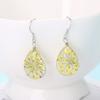 Original Hand-Wound Water Drop Dried Flower Specimen Earrings Qingren, Student Gift E88