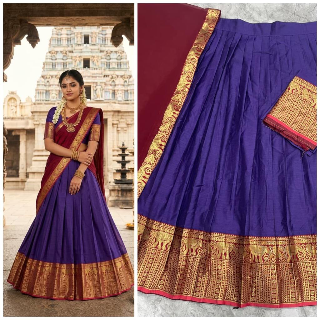South Indian Style Ethnic Lehenga Choli Set Bollywood Women Lehenga Dupatta Set