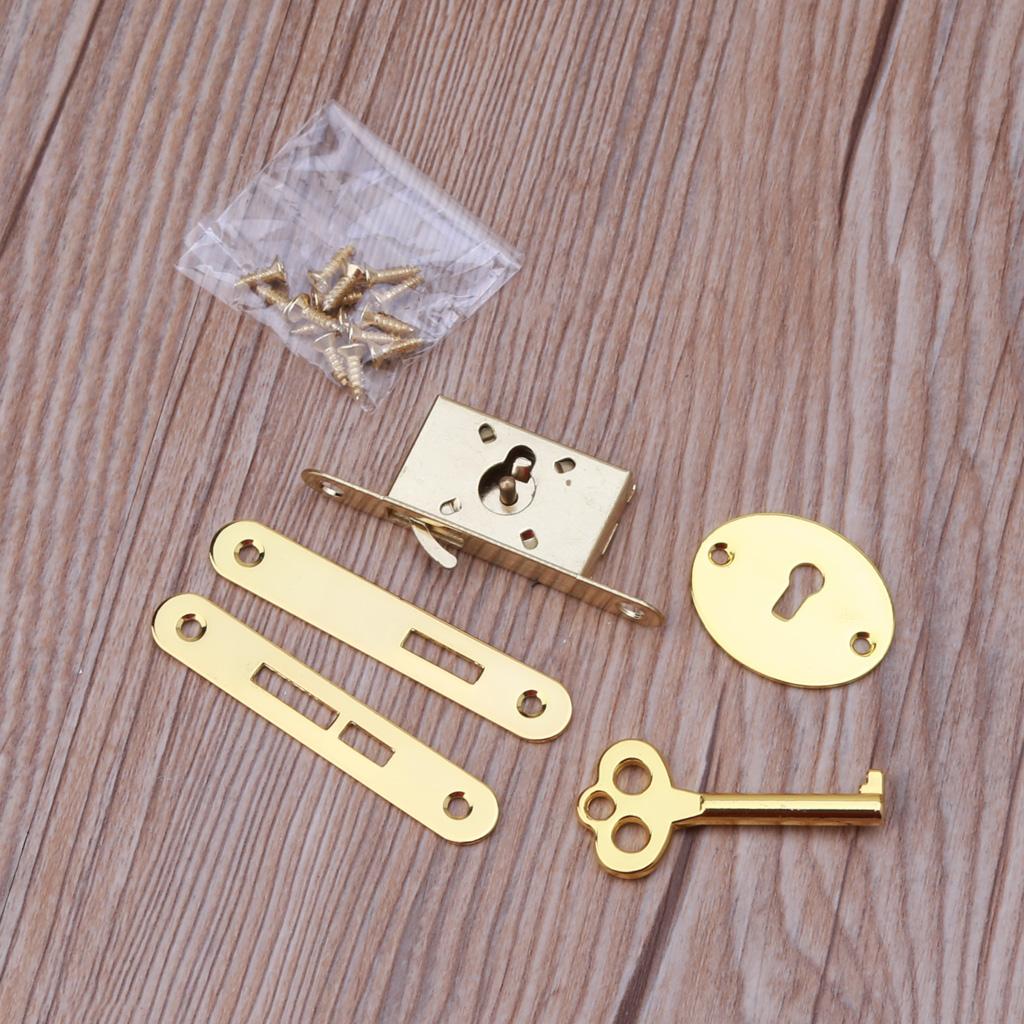 Antiguo para Pestillo Bisagra Vintage Cerraduras Metálicas para Cajón con para Llave Herrajes Decorativos para Muebles para Caja de Joyería de Madera Armari