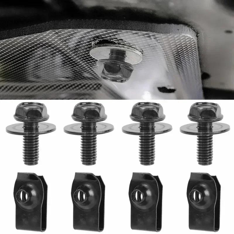 20PCS Car Body Bolts & U-nut Clips M6 Engine Cover Undertray Splash Shield Guard Bumper Liner Retainer Fastener Rivet Screws