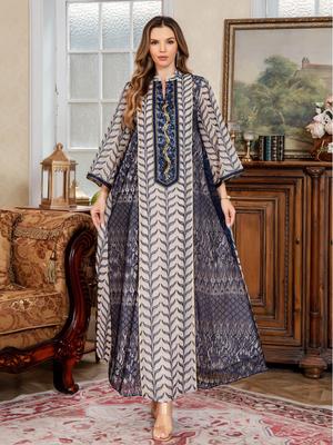 Nieuwe aankomst: Lange Mesh Borduur Gewaad - Midden-Oosters Dubai Festival Abaya voor Vrouwen