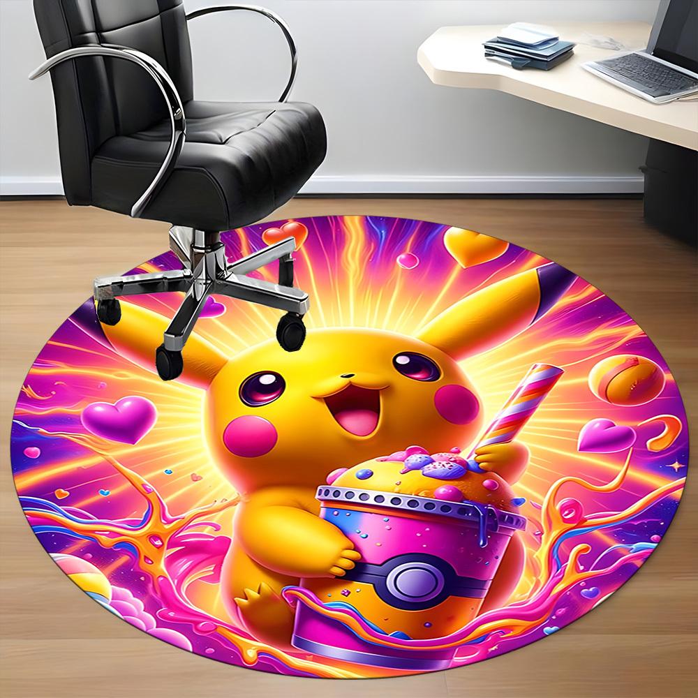 1pc Pikachu, Pokémon Chair Carpet for Office Non-Slip,Machine Washable Rug for Office, Room - Holiday Decor - Machine Made yy251017294