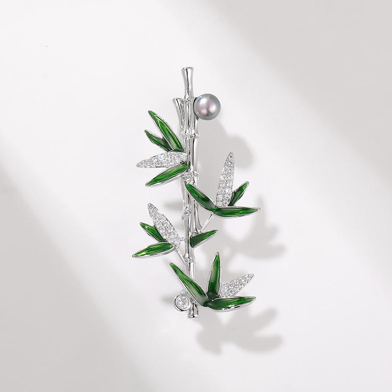 

Брошь Бамбук и Жемчуг: Мужской лацканный значок для костюма с китайским дизайном