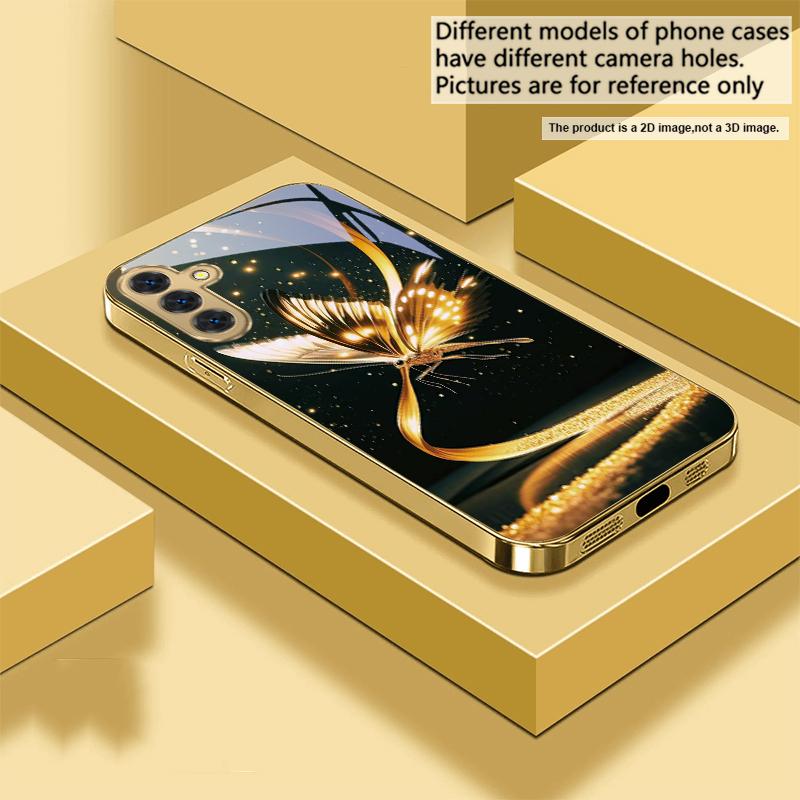 Winding golden light For Samsung Galaxy S20 FE S21 S22 S23 Plus S24 Ultra 25Ultra S21+ S9+ S22Plus Golden glass phone case