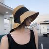 Cappelli di Paglia Classici Neri Pieghevoli con Fiocco di Nastro per Donne Ragazze Estate Regolabili a Tesa Larga Cappelli Panama Visiera da Spiaggia per Esterno