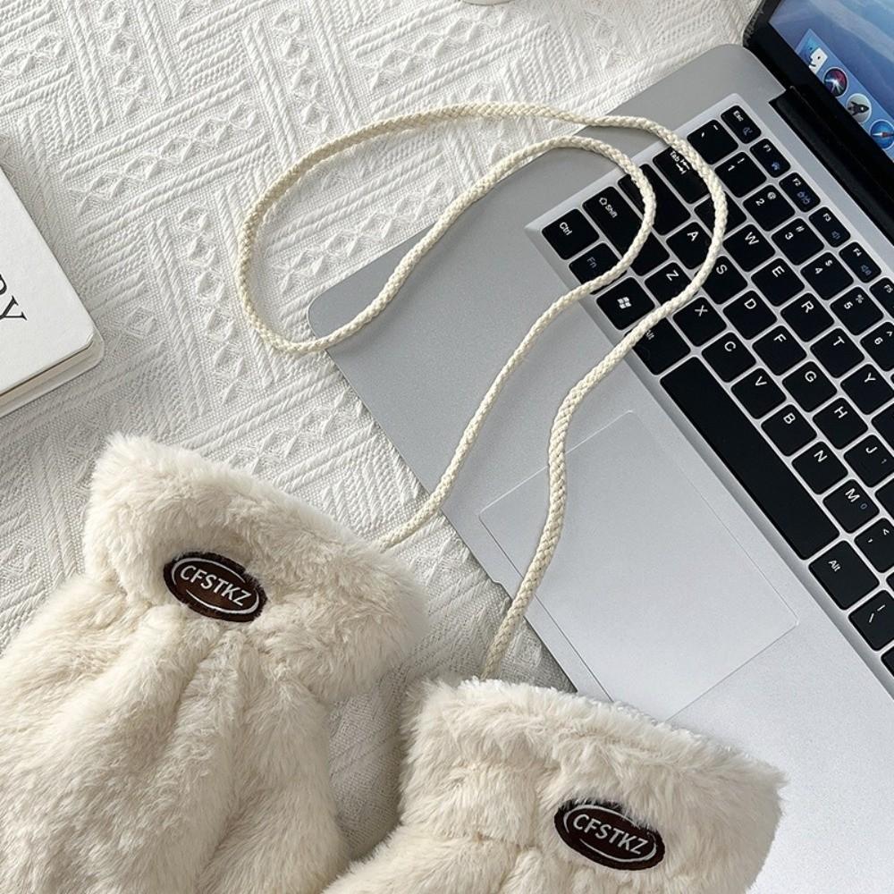 New Soft Winter Warm Gloves Warm Fleece Driving Mittens Full Finger Hanging Neck Gloves Autumn and Winter