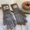 Warm Lining Full Finger Knitted Gloves One Size Faux Cashmere Gloves  For Students