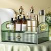 Desktop Cosmetic Storage Box with Drawer And Handle Transparent Two-tier Smooth Stable High Fence Lipstick Lotion Nail Polish Organizer Makeup Display