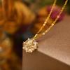 Stainless Steel Spiral Sun Flower Pendant Necklace for Women 18K Gold Plated Stackable Boho Necklace Waterproof Fashion Jewelry