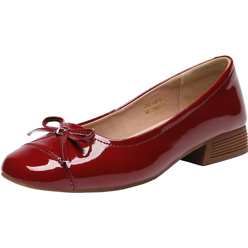 ZHR Women s Bow-Knot Thick Heel Loafers AH610 38