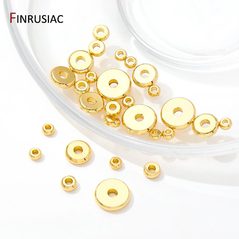 18K Gold Plated Brass Flat Spacer Beads For Bracelet Making Jewelry Fittings,Separators For Beads,DIY Jewellery Making Supplies