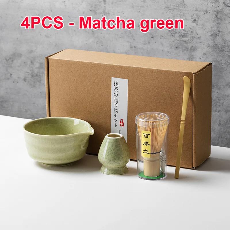 4 5 6 PCS Bamboo Matcha Whisk Set Ceramic Tea Bowl Traditional Japanese Tea Making Tools Home Kitchen Accessories Gift