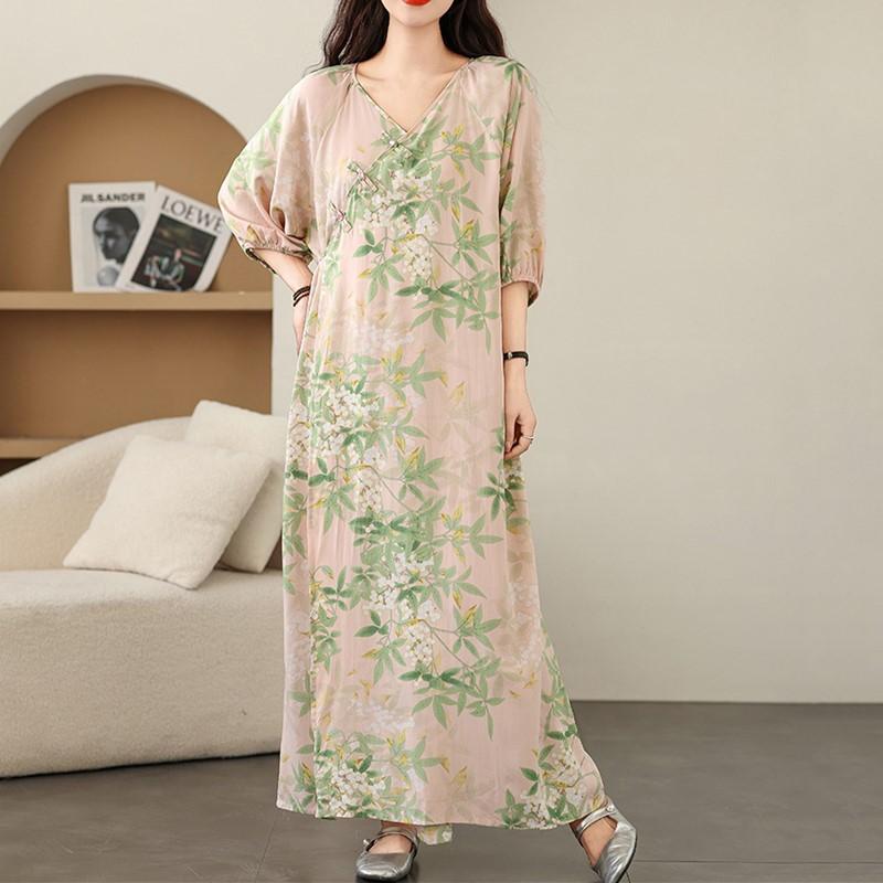

Большие размеры Хлопок винтажный цветочный новый в платьях для женщин повседневное свободное длинное летнее ночное платье XXL