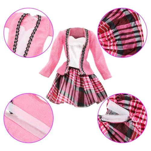 Barwawa 30cm Doll Clothes, 1/6 Scale Doll Dresses, 26 Sets = 3 Outfits + 8 Dresses + 3 Coats + 1 Pants + 1 Shaggy Coat + 10 Pairs of Shoes, Suitable f