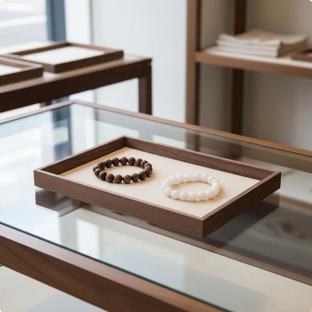 Minimalist Design Jewelry Tray Wooden Wood Grain Platter Elegant Display Tray For Dressing Table