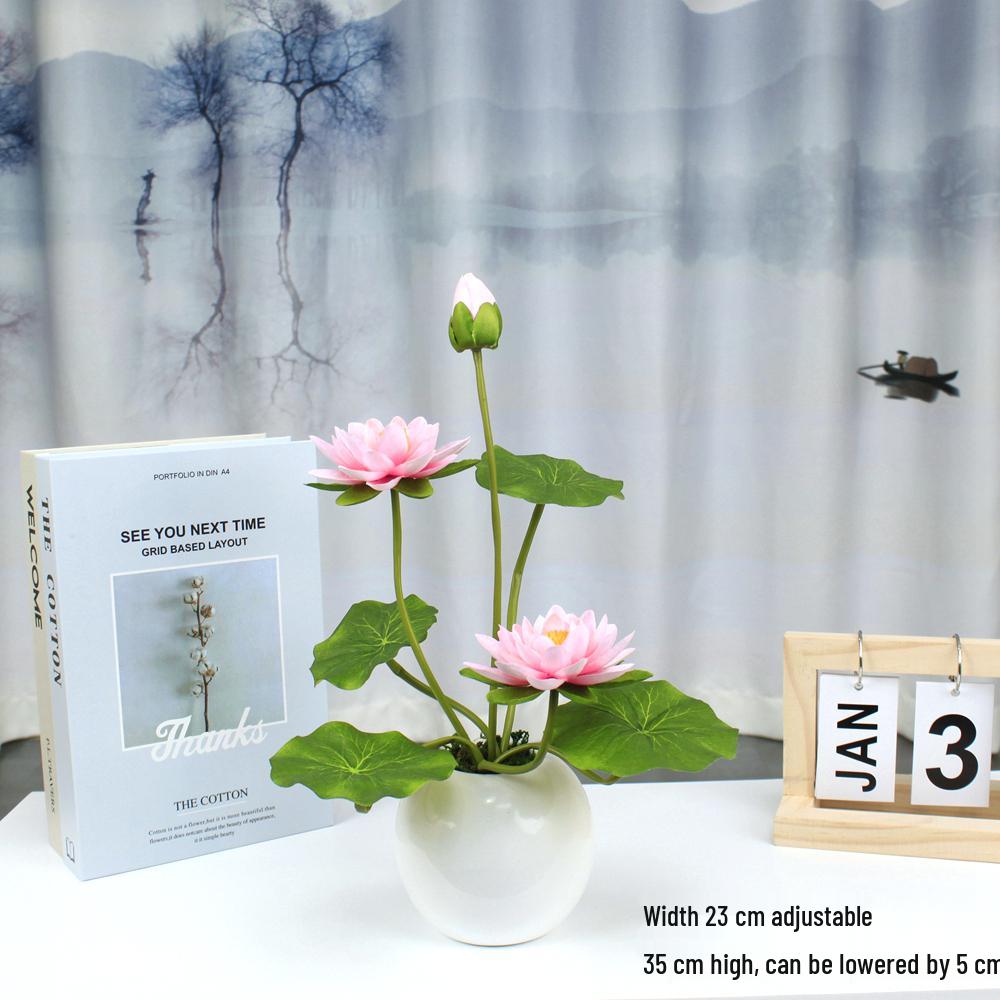 Artificial Silk Lotus Flower Ornament for Buddha Altar - Decorative Bonsai Guanyin Flower