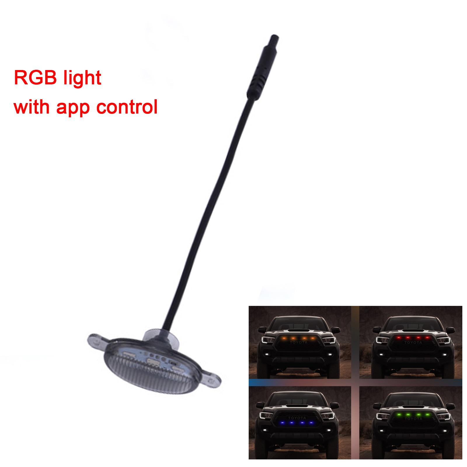 

Универсальный светодиодный фонарь RGB для решетки, передний фонарь для решетки, дневной ходовой свет, управление через приложение, лампа для решетки багажника внедорожника, артикул 3pcs