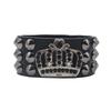 European & American Punk Leather Bracelet with Exaggerated Rivets & Crown Design