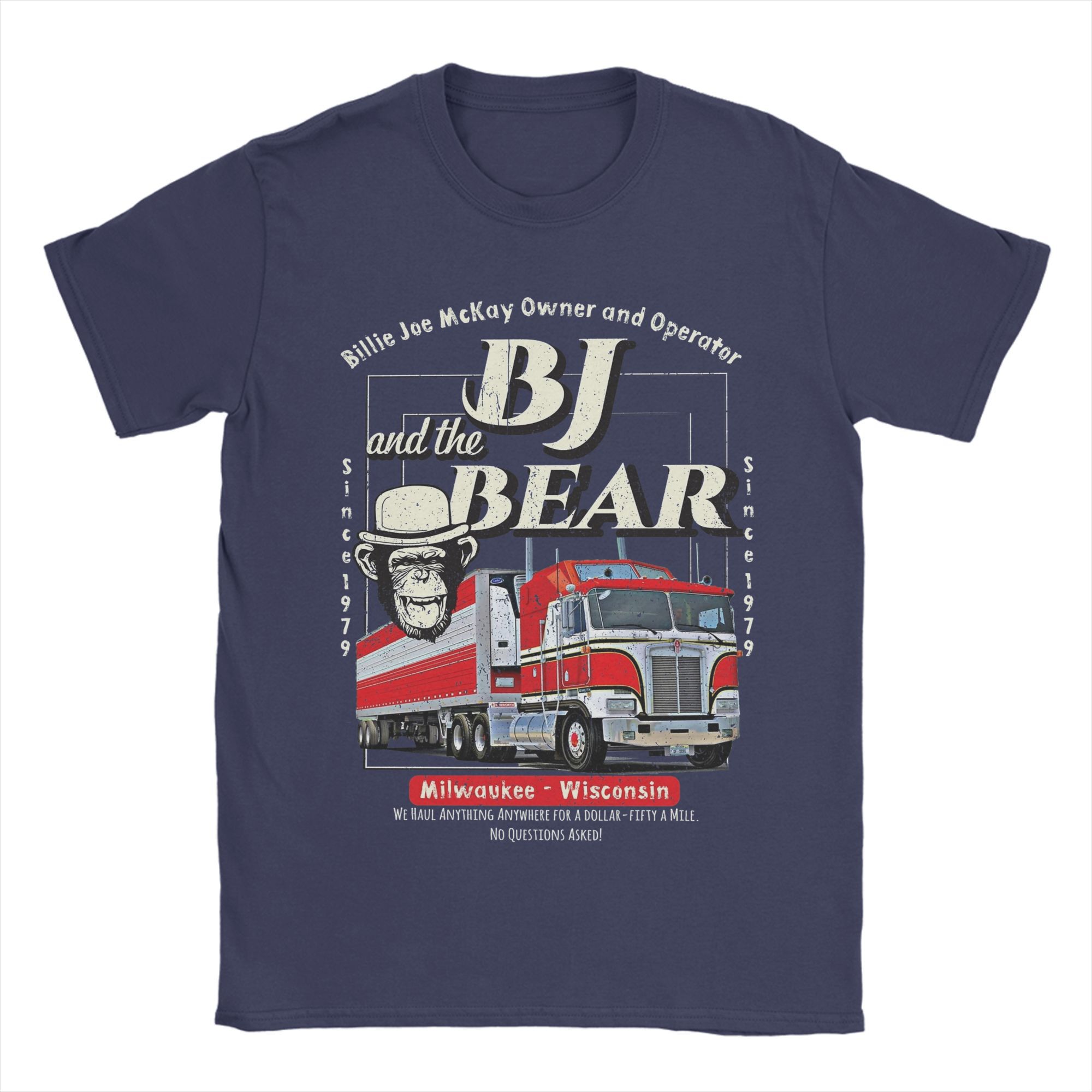 

Men s T-Shirt BJ and The Bear Trucking Company Pure Cotton Tee Shirt Short Sleeve T Shirts Round Collar Clothes New Arrival 4XL