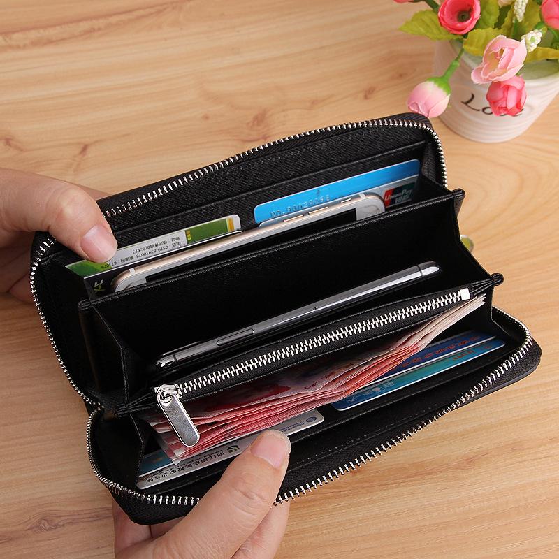 Portafoglio Borsa Lunga con Zip a Onda d'Acqua da Donna