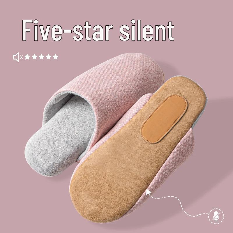 U-Tone Japanische Geräuschlose Baumwollpantoffeln mit Weicher Sohle für Damen und Herren