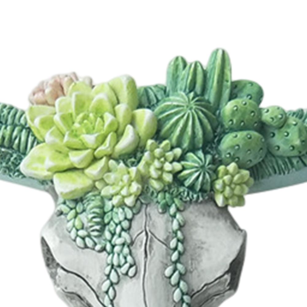 Succulents/Flower Rose Cow Skull Wall Pendant Resin Animal Figurines Crafts Ornament Sculpture Home Garden Decorations
