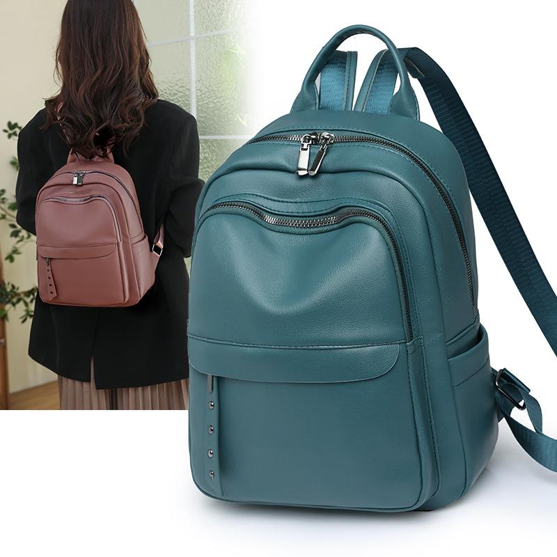 Ladies backpack new simple fashion large capacity soft leather casual outdoor college backpack