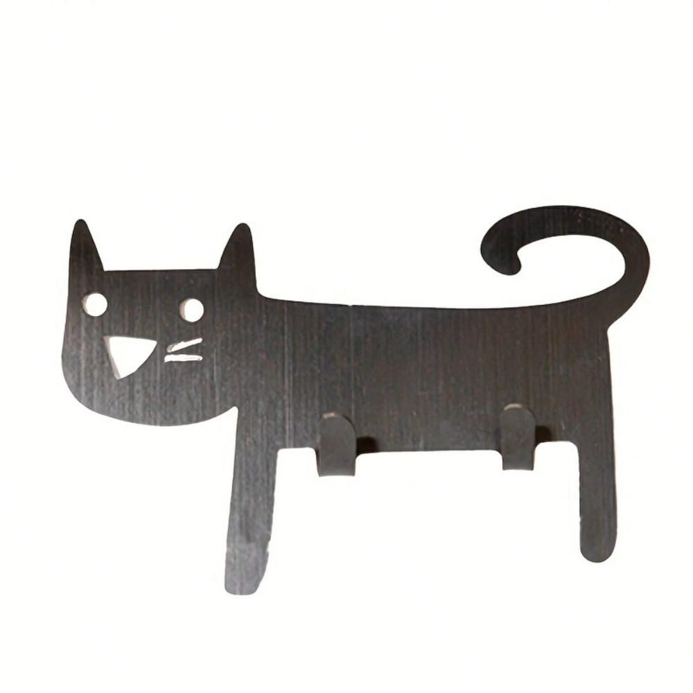 Stainless Steel Smiling Cat Wall Hooks for Kitchen Bathroom Bedroom Door Fridge Storage Organizer
