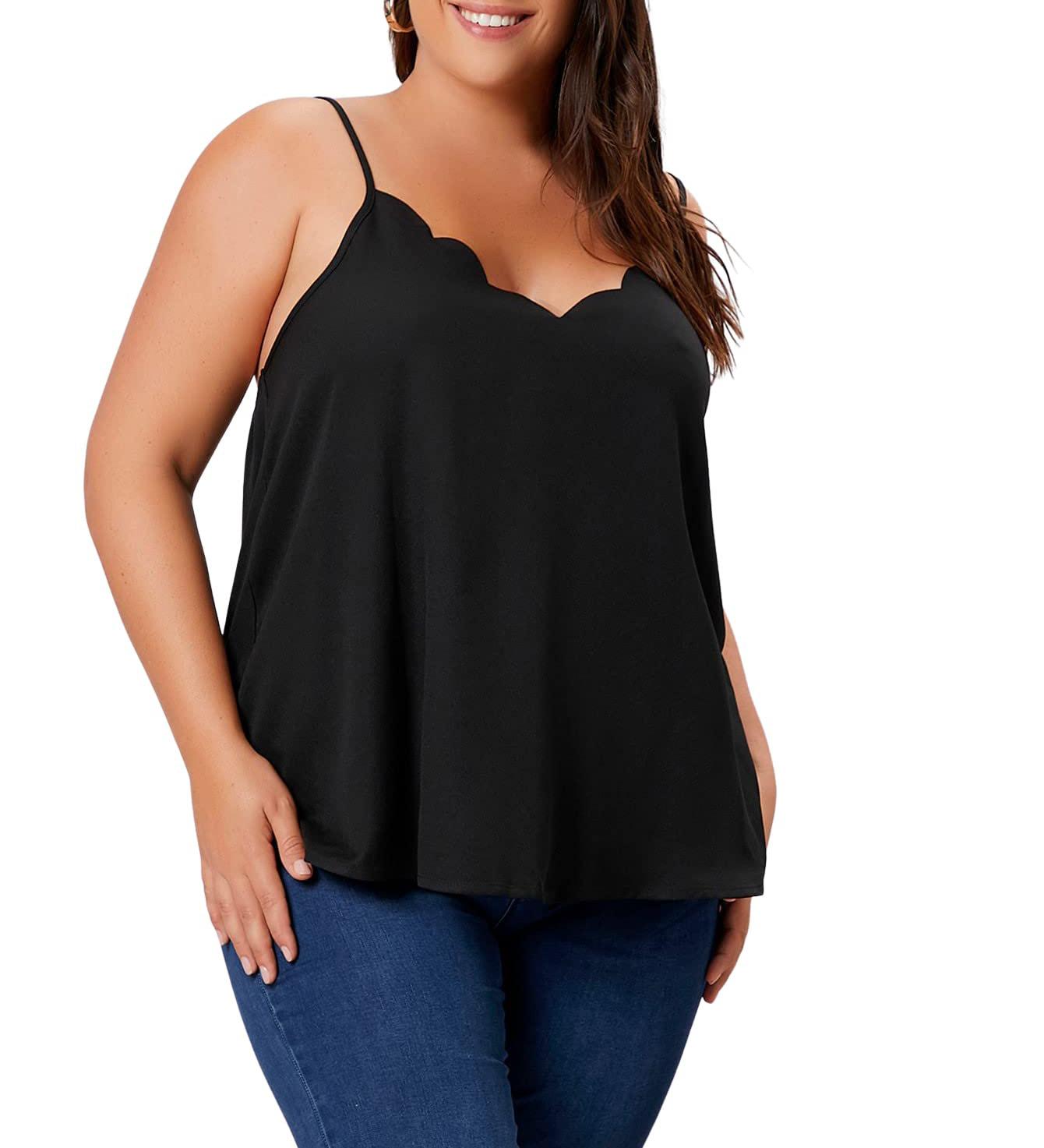 Summer new large size navy blue chiffon suspender V-neck wavy edge slim sleeveless top, foreign trade women s clothing wholesale 0XL чёрный