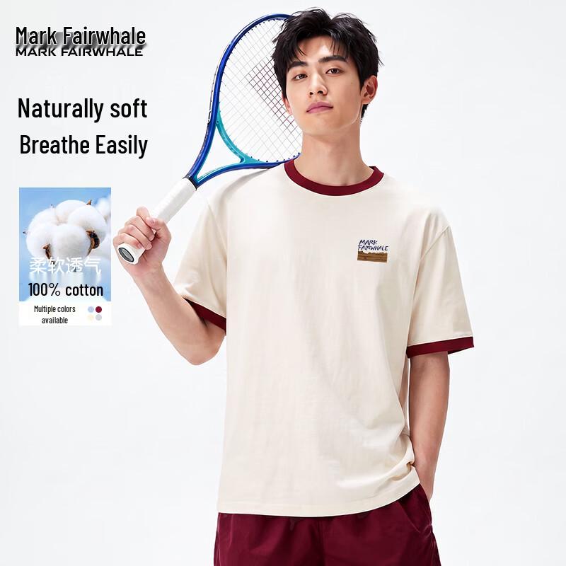 Mark Fairwhale Men s Pure Cotton Color-block Casual T-Shirt M