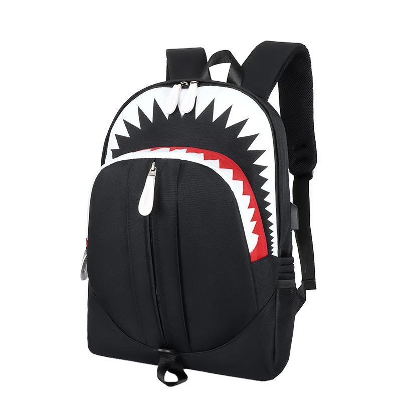 Night Light Korean Version Backpack Men's Big Mouth Shark Backpack Student Backpack Personality Trend Large Capacity Travel Bag
