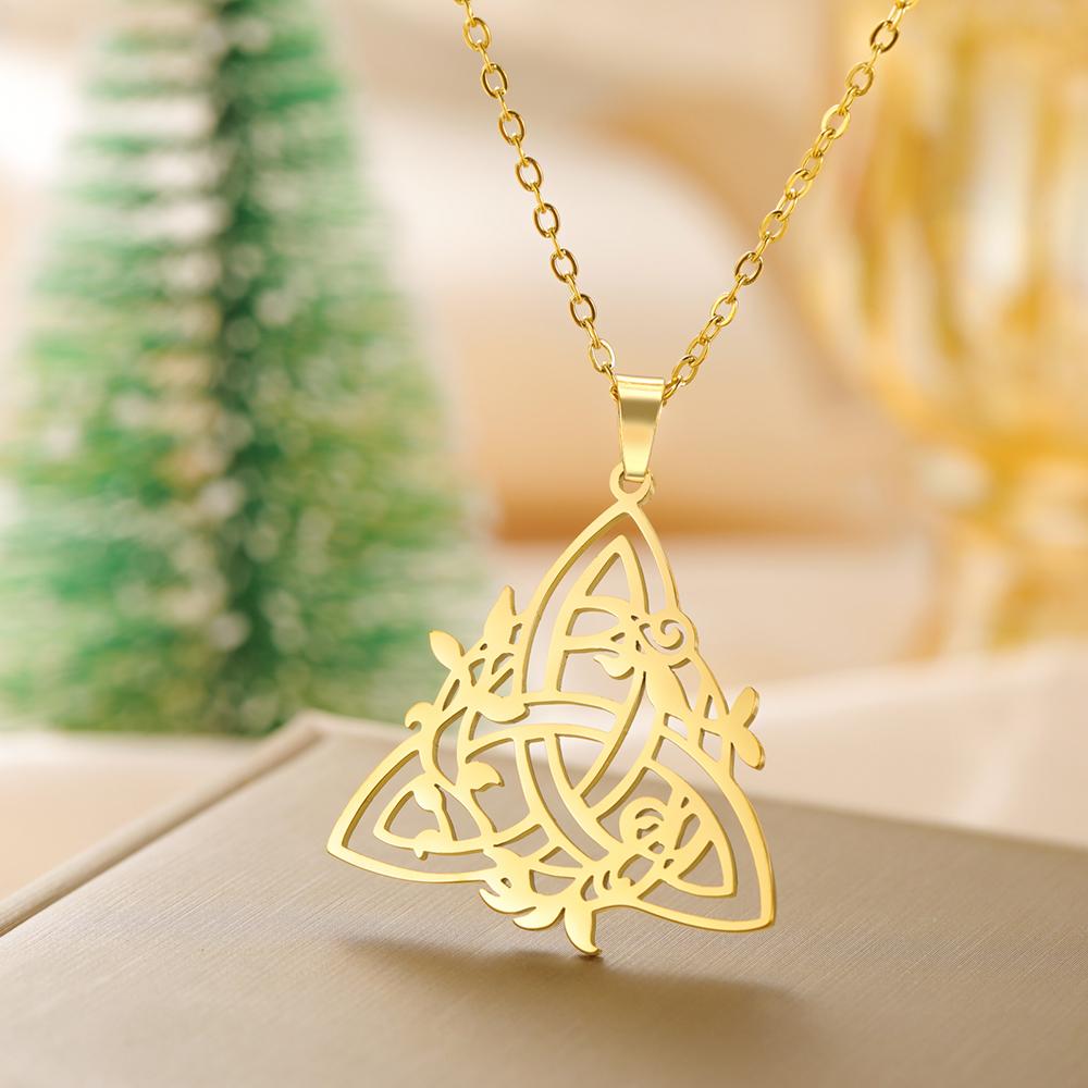 Dawapara Dreifaltigkeitsknoten Triquetra Halskette Kranz Keltischer Knoten Glücksbringer Edelstahl Schmuck Neujahrsgeschenk