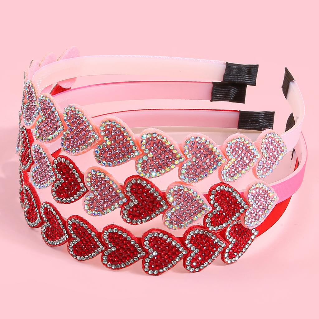 1/3pcs Crystal Heart Headbands for Women Valentine's Day Heart Shaped Hairbands Kids Girls Headband for Party Hair Accessories