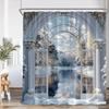 Winter Landscape Shower Curtain Outdoor Snow Scenery Merry Christmas European Style Home Decor Modern Bathroom Bathtub Curtain