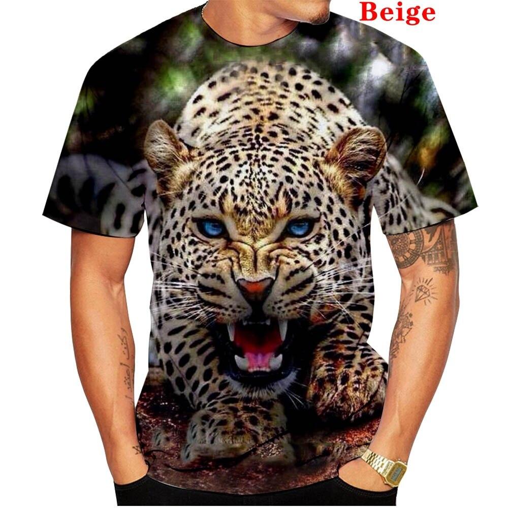 Summer Round Neck 3D Black Panther Pattern Print Top Fashionable Casual Short Sleeved Men's T-shirts