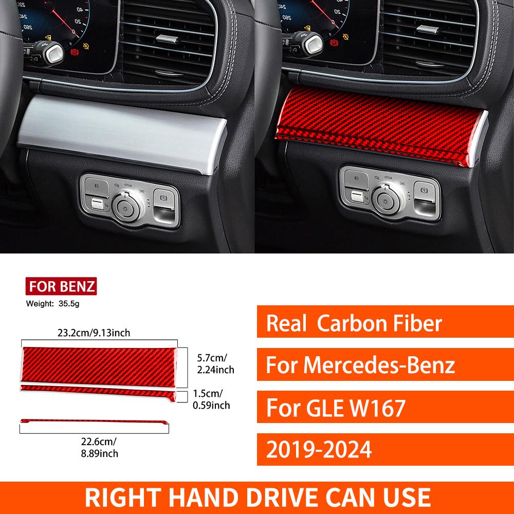 For Mercedes-Benz GLE W167 -2024 Real Carbon Fiber Sticker Driver Dashboard Panel Cover Car Accessories Interior Decorative