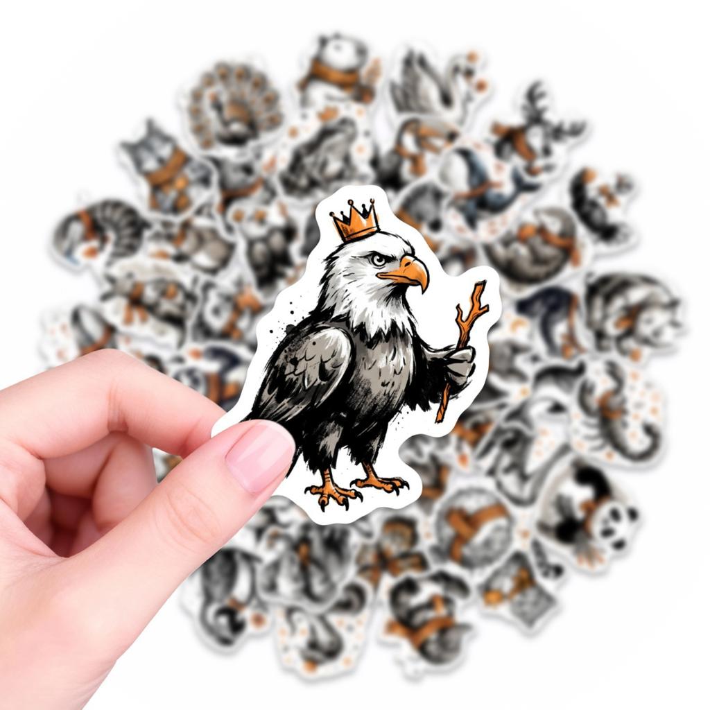 50 Retro Forest Small Animal Stickers Hand-Painted Wind Waterproof Hand Account Material Decorative Waterproof Sticker