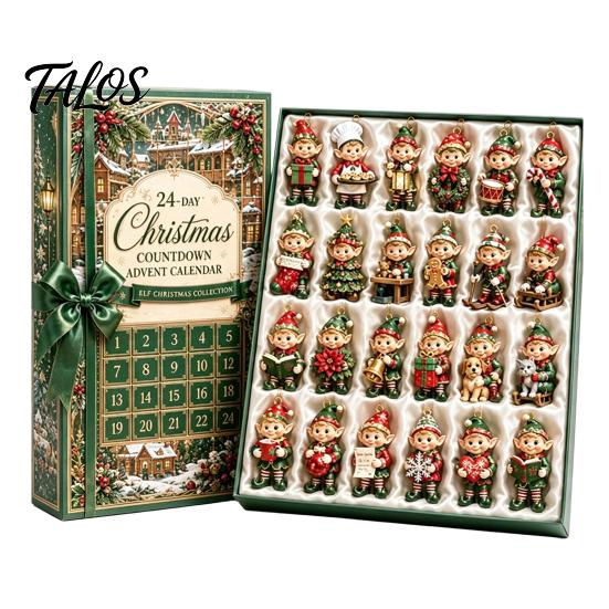 Weihnachts-Adventskalender 2024 2026 Nussknacker-Kalender, 24-teiliges Acryl-Schmuckset mit klassischer festlicher Dekoration für Zuhause Soldatenfiguren,