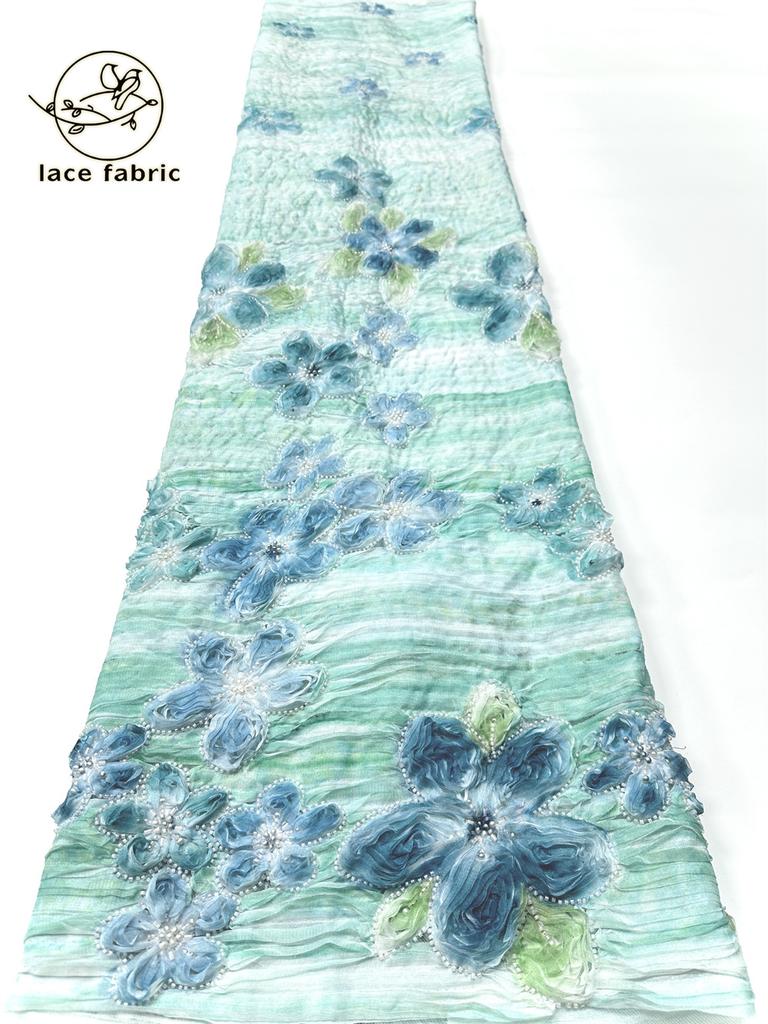 Latest Nigerian 3d Lace Fabric 2026 5 Yards African Sequins Lace Fabric Beaded Tulle Embroidered Fabric for Wedding Dress Sewing