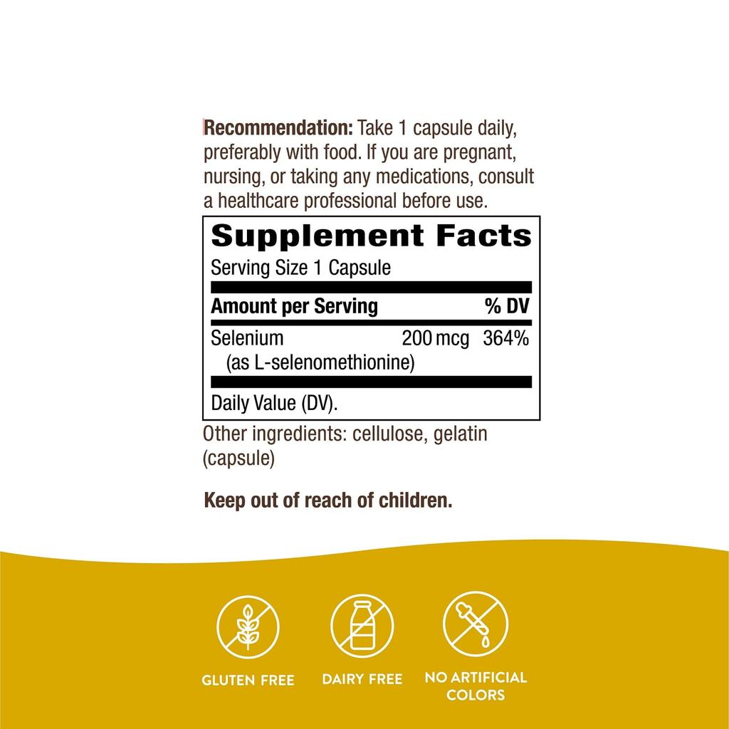 Nature's Way Selenium, 200 Mcg, 100 Capsules