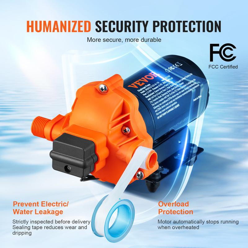 SucceBuy RV Water Pressure Diaphragm Pump 3.3GPM / 3.5GPM / 5.5GPM Adjustable Priming Sprayer Pump for Camper Marine Boat Lawn