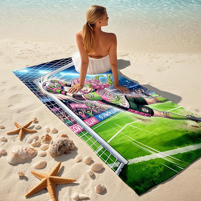 1pc Goalkeeper Action Cartoon Quick Dry Microfiber Bath Towel for Swimming Surfing Camping Unisex Holiday. SJT7201157